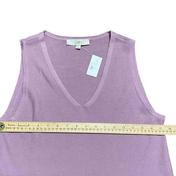 Loft NWT Purple Cotton Knit Sleeveless Blouse Sz L - Picture 3 of 6